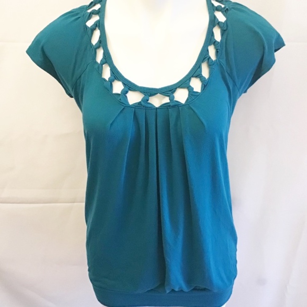 Turquoise Cut Out Dressy Top Medium